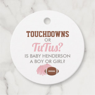 Touchdowns eller Tutus Könsbestämning Tacksamhet Gåvor Etiketter