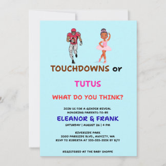 Touchdowns eller Tutus Könsbestämningsfest Inbjudningar