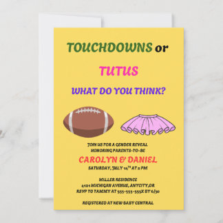 Touchdowns eller Tutus Könsbestämningsfest Inbjudningar