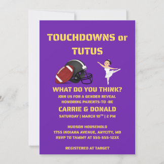 Touchdowns eller Tutus Könsbestämningsfest Inbjudningar