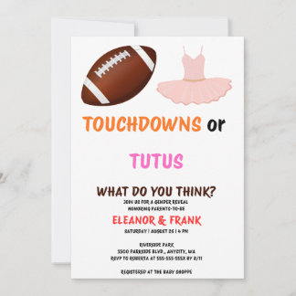 Touchdowns eller Tutus Könsbestämningsfest Inbjudningar
