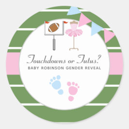 Touchdowns eller Tutus Könsbestämningsfest Runt Klistermärke