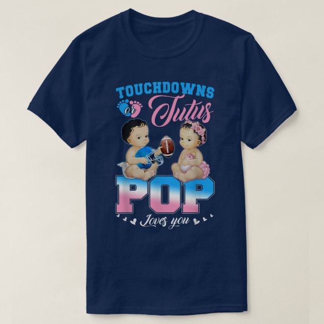 Touchdowns eller Tutus POP Kärlek You Gender Revea T Shirt (Design framsida)