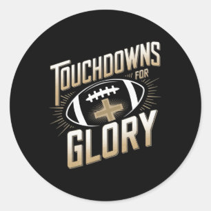 Touchdowns för ära kristen fotboll män barn runt klistermärke