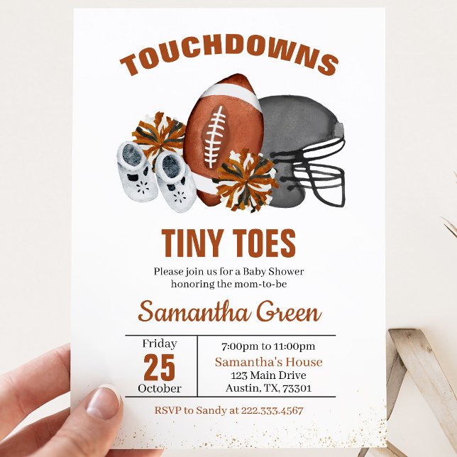 Touchdowns och Små Tår Baby Shower Inbjudningar (Skapare uppladdad)