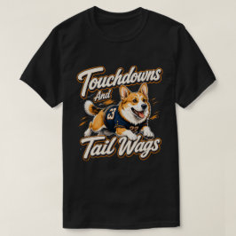 Touchdowns och svansvagg Corgi-fotbollskonst T Shirt