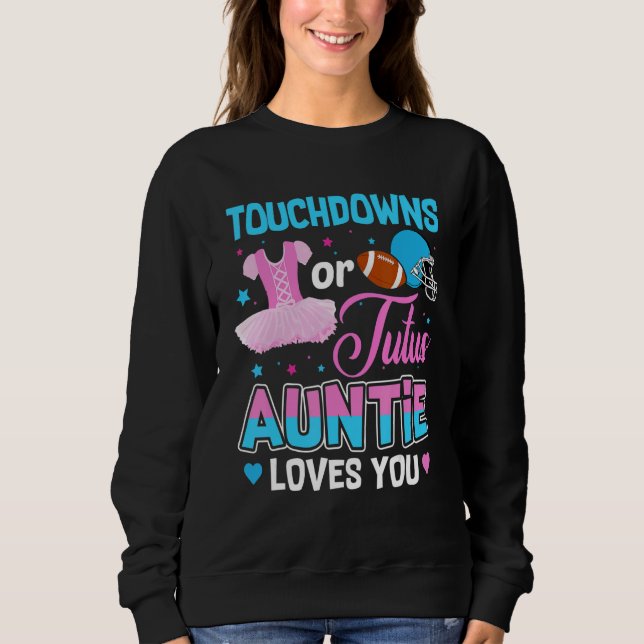 Touchdowns Or Tutus Auntie Loves You Gender Reveal T Shirt (Framsida)