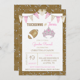 Touchdowor eller Tiaras Watercolor Rosa Gender Rev Inbjudningar
