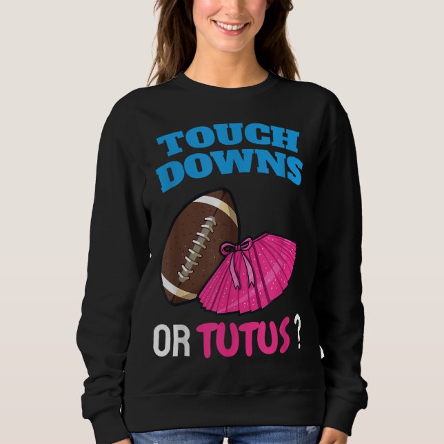 Touchdowor eller Tutus Funny Gender Reveal Footbal T Shirt (Framsida)
