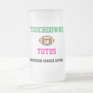 Touchdowor eller Tutus Gender Reveal Frostat Ölglas