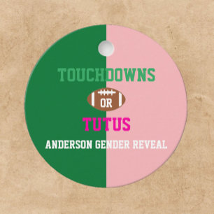 Touchdowor eller Tutus Gender Reveal Gåvor Etiketter