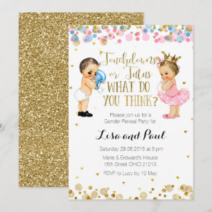 Touchdowor eller Tutus Gender Reveal-inbjudan Inbjudningar