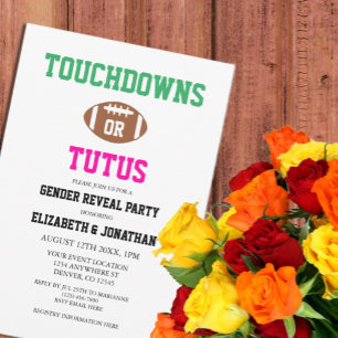 Touchdowor eller Tutus Gender Reveal Inbjudningar