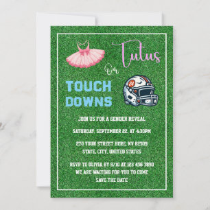 Touchdowor eller Tutus Gender Reveal Inbjudningar
