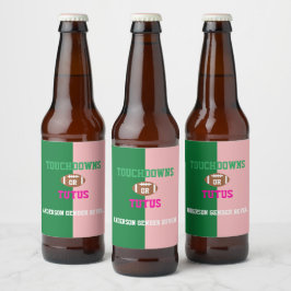 Touchdowor eller Tutus Gender Reveal Ölflaska Etikett