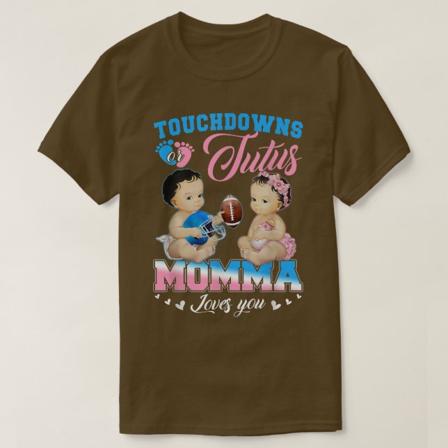 Touchdowor eller Tutus Momma Kärlek You Gender Rev T Shirt (Design framsida)