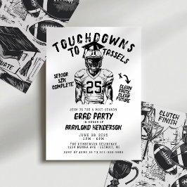 Touchdowto to Tassels Football Grad Party Inbjudningar