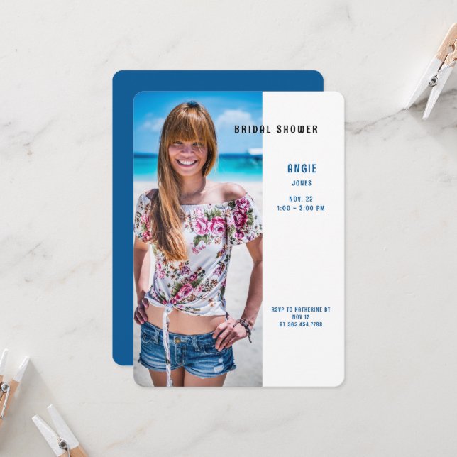 Touches of Summer Photo Blue Möhippa Inbjudningar (Fram/Back In Situ)