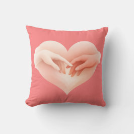 Touching Pink Hands Heart Love Throw Pillow Kudde