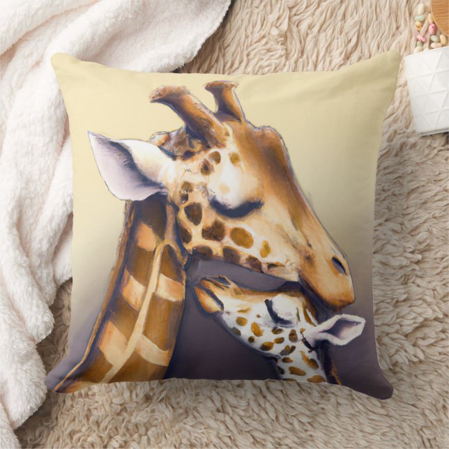 Touchingtid mellan Mor Giraffe och Calf Kudde (Filt)