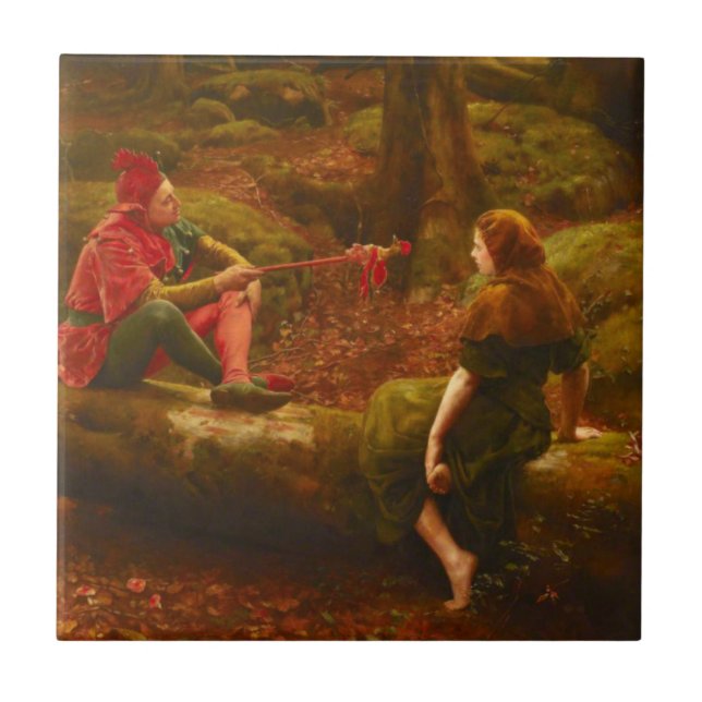 Touchstone och Audrey (av John Collier) Kakelplatta (Framsidan)