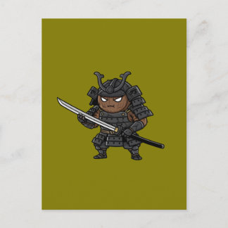 Tough Coconut Samurai Guardian Katana Illustration Vykort