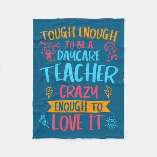 Tough Enough To Be A Daycare Teacher Funny Daycare Fleecefilt (Framsidan)