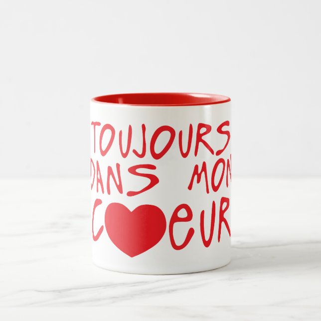 toujours dans mon coeur citation Två-Tonad mugg (Center)