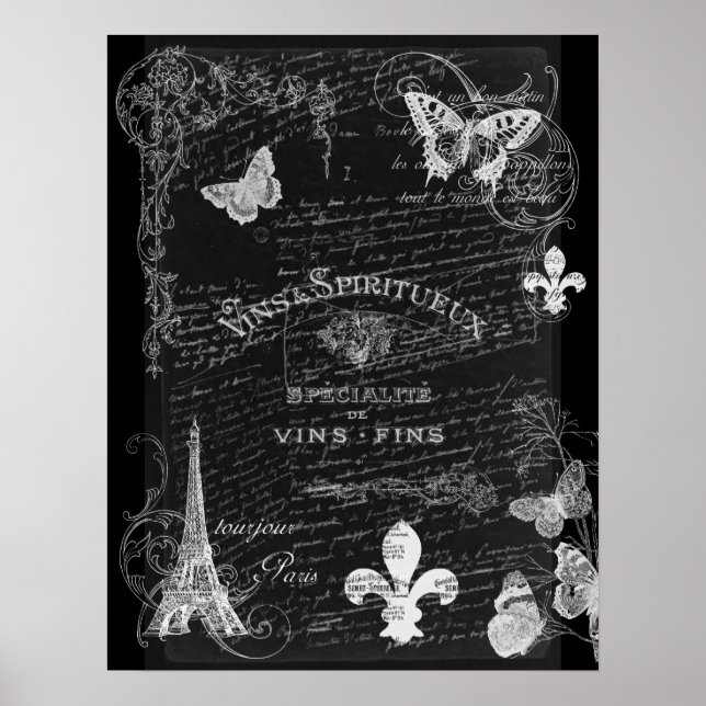 Toujours Paris Collage Art Poster (Framsidan)