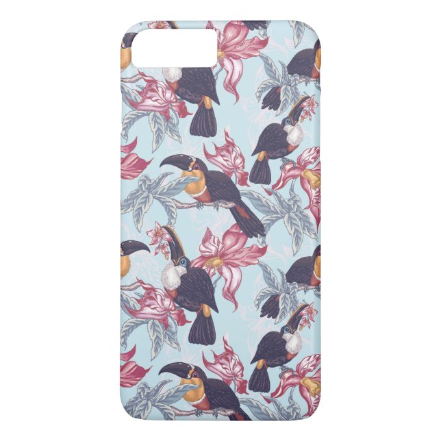 Toukaner med exotiska blommor Case-Mate iPhone skal (Baksida)