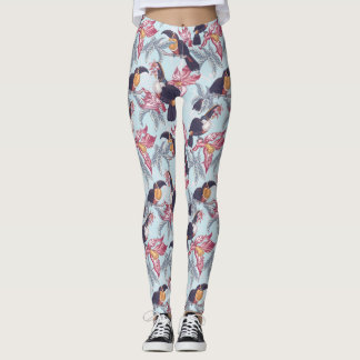 Toukaner med exotiska blommor leggings