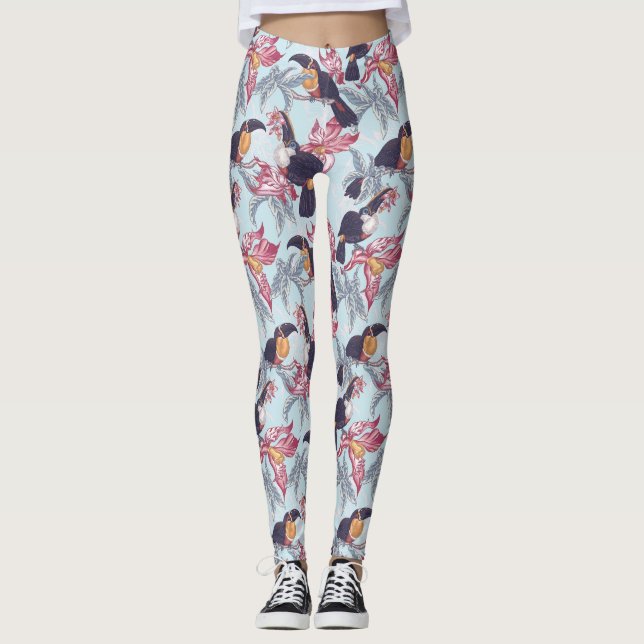 Toukaner med exotiska blommor leggings (Framsida)