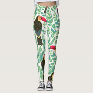 Toukaner, tropiska löv, dekorativa mönster. leggings