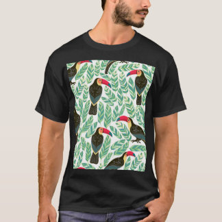 Toukaner, tropiska löv, dekorativa mönster. t shirt