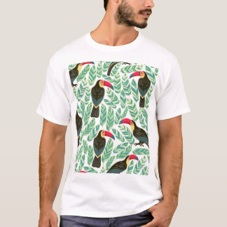 Toukaner, tropiska löv, dekorativa mönster. t shirt