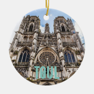 Toul St. Etienne Cathedral Frankrike-gåva Julgransprydnad Keramik