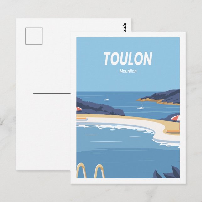 Toulon Mourillon Berömd Travel Ställe Illustration Vykort (Fram/baksida)
