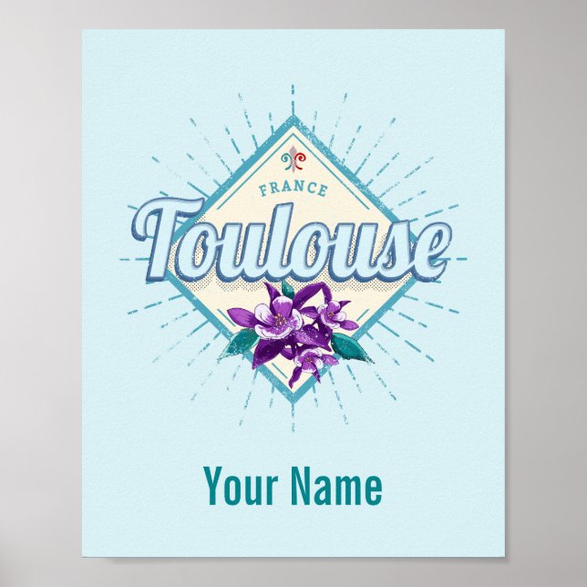 Toulouse City Frankrike Retro Violets Vintage Souv Poster (Framsidan)