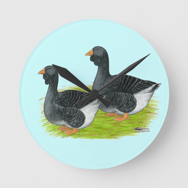 Toulouse Dewlap Geese Rund Klocka (Framsida)