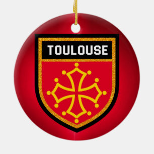 Toulouse flagga julgransprydnad keramik
