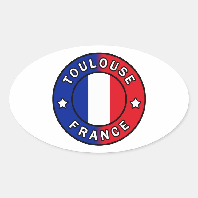 Toulouse Frankrike Ovalt Klistermärke (Framsida)