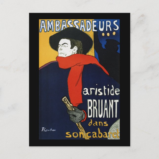 Toulouse-Lautrec Ambassadörer Aristide Bruant Vykort (Framsida)
