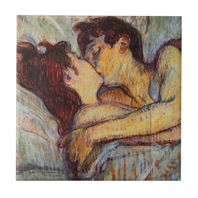 Toulouse-Lautrec bäddar ned in kyssen belägger med Kakelplatta (Framsidan)