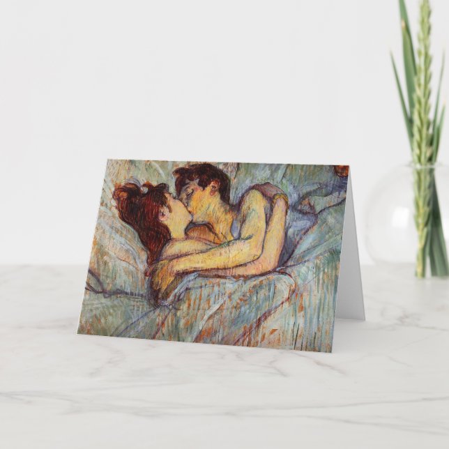Toulouse-Lautrec bäddar ned in kysshälsningkortet Kort (Framsida)