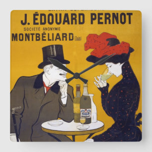 Toulouse- Lautrec Cafe Scene Kitchen Clock Fyrkantig Klocka