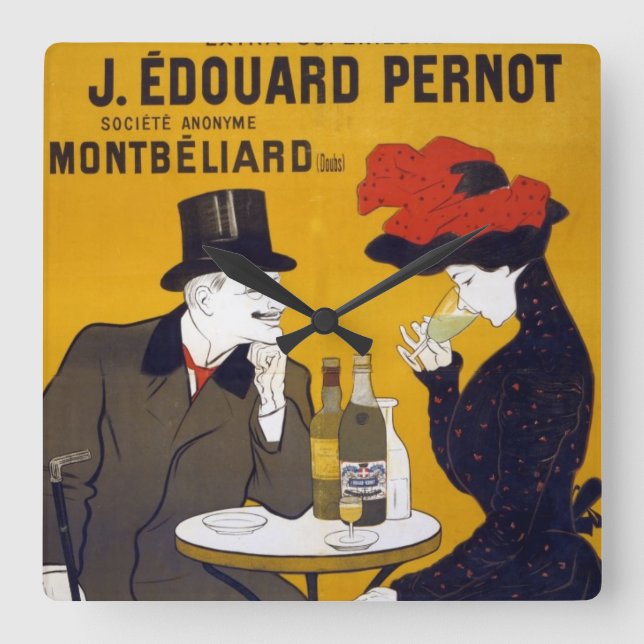 Toulouse- Lautrec Cafe Scene Kitchen Clock Fyrkantig Klocka (Framsida)