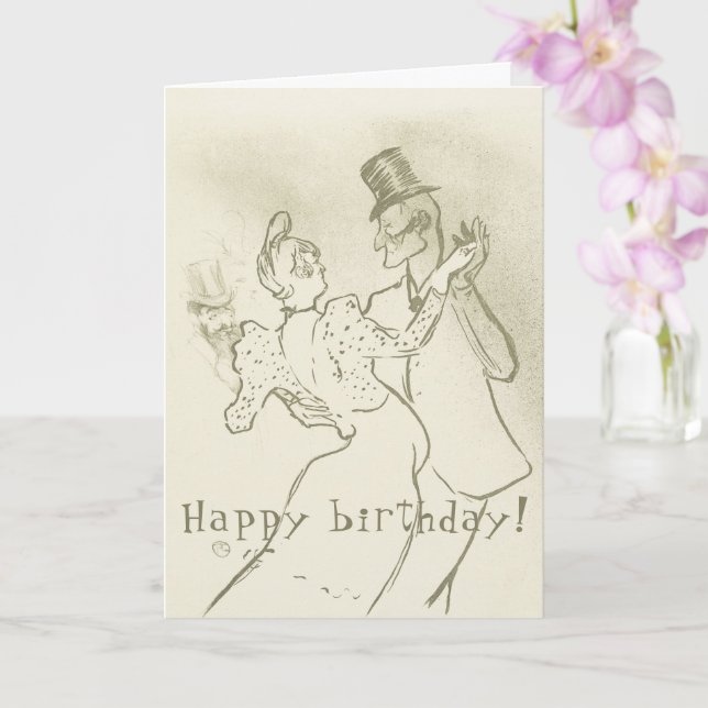 Toulouse Lautrec - Dancing Couple, Birthday Card Kort (Orkide)