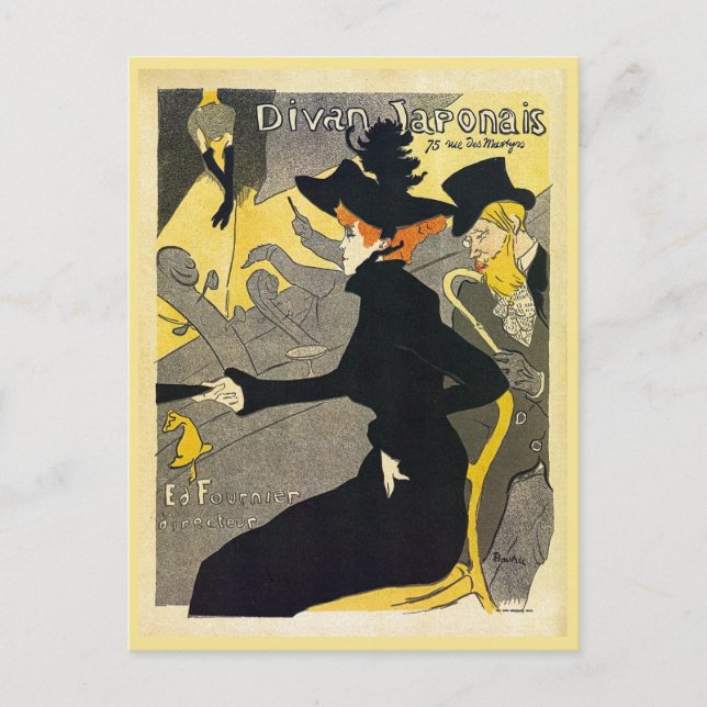 Toulouse Lautrec: Divan Japonais (musikhall) Vykort (Framsida)