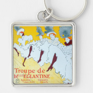 Toulouse Lautrec Gult Dancing Girl Poster Fyrkantig Silverfärgad Nyckelring