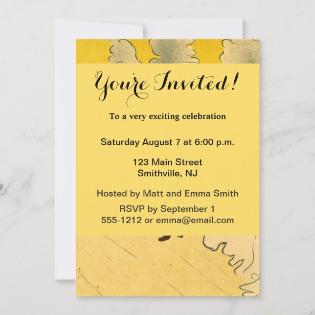 Toulouse Lautrec Gult Dancing Girl Poster Inbjudningar (Framsida)